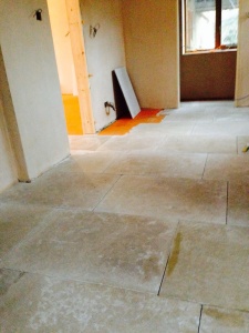 Limestone floor tiles